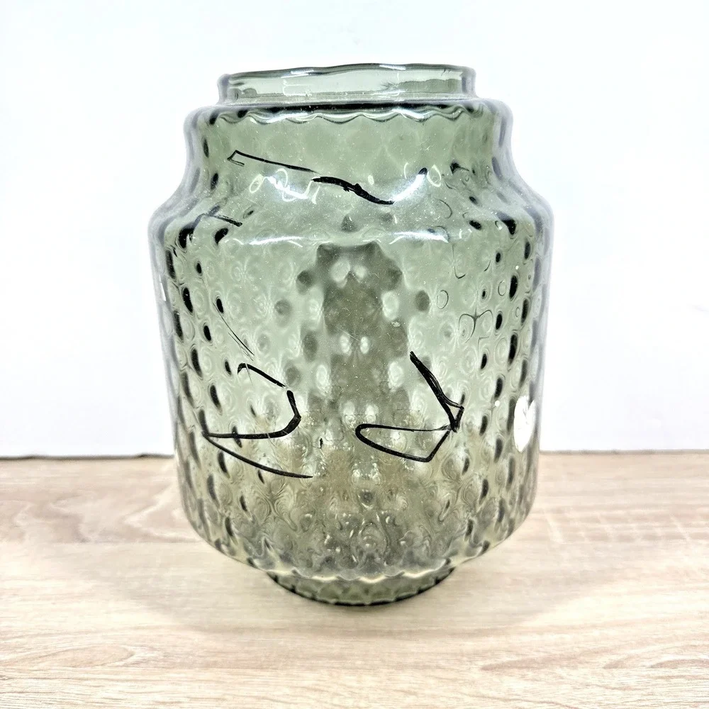 Vintage MCM Green Glass Shade Light Globe Lamp Scalloped 9